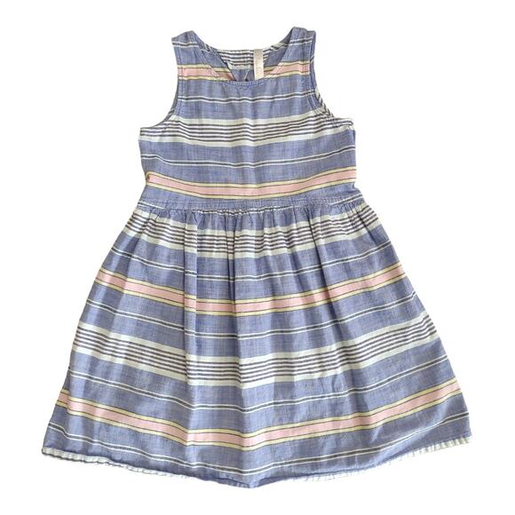 CHEROKEE Blue Pink Striped Dress Size L 10/12 Casual Cotton Summertime Dress - Picture 1 of 9